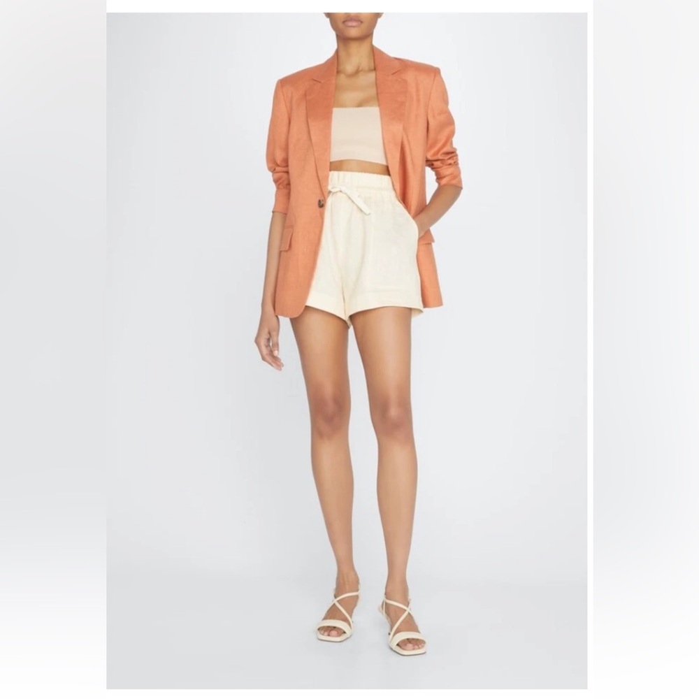 A.L.C. Cream High Waist Shorts with Paper-Bag Style